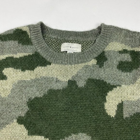 Lucky Brand Green Camo Crew Neck Sweater - Picture 2 of 7